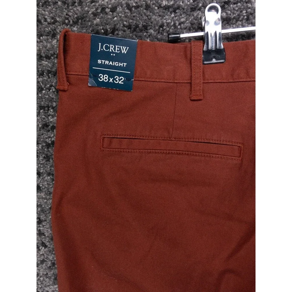 J Crew Chino Pants Mens 38x32 Actual 39x32 Deep Redwood Straight Fit Flex NWT